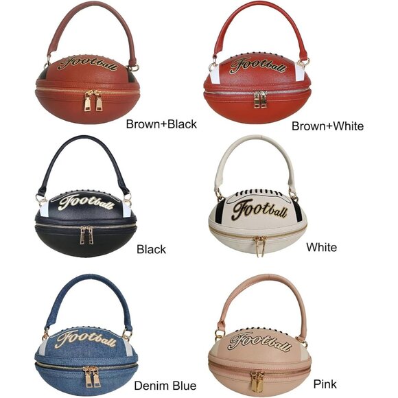 Fashion-Forward Football Handbag: Adjustable Shoulder Strap & Vibrant Colors - Picture 7 of 7